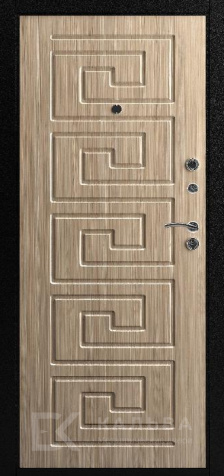 Фото №2 «Входная дверь орех снаружи внутри светлая МДФ меандр №39»