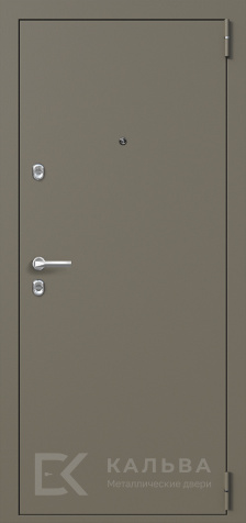 Фото «Железная дверь серая снаружи внутри МДФ с алюминиевыми рейками №18»